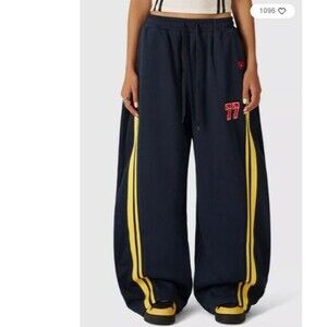 Aelfric Eden Stripe Baggy Barrel Sweatpants Dark Blue Small